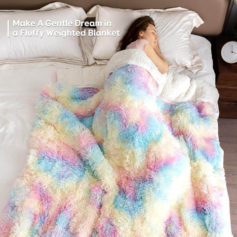 Soft Sherpa Weighted Blanket-Rainbow