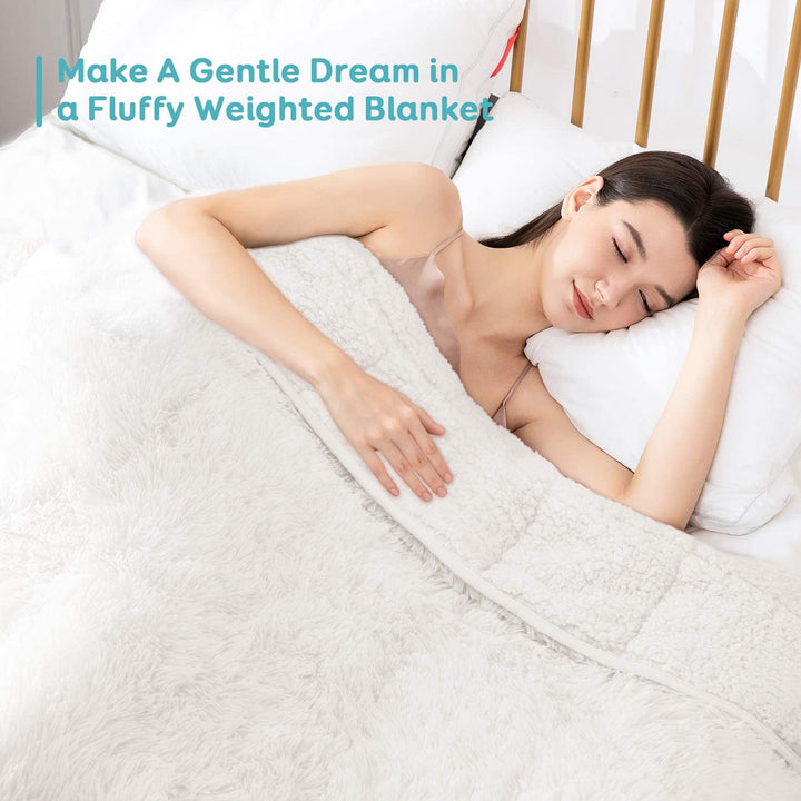 Uttermara Weighted Blanket Queen Size 12/15/20 lbs for Adults , Long Shaggy Faux Fur and Cozy Warm Sherpa Reverse Weighted Blankets for Winter, Thick Heavy Blanket for Sofa Bed, Rainbow-0023