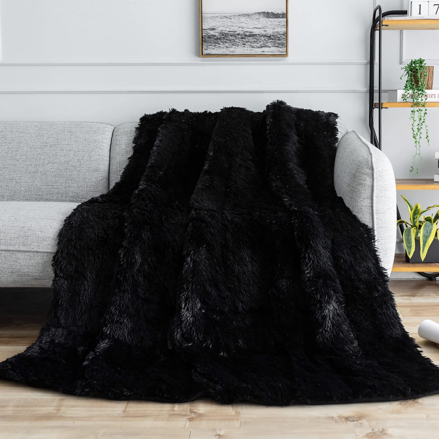 Uttermara Weighted Blanket Queen Size 12/15/20 lbs for Adults , Long Shaggy Faux Fur and Cozy Warm Sherpa Reverse Weighted Blankets for Winter, Thick Heavy Blanket for Sofa Bed, Rainbow-0026