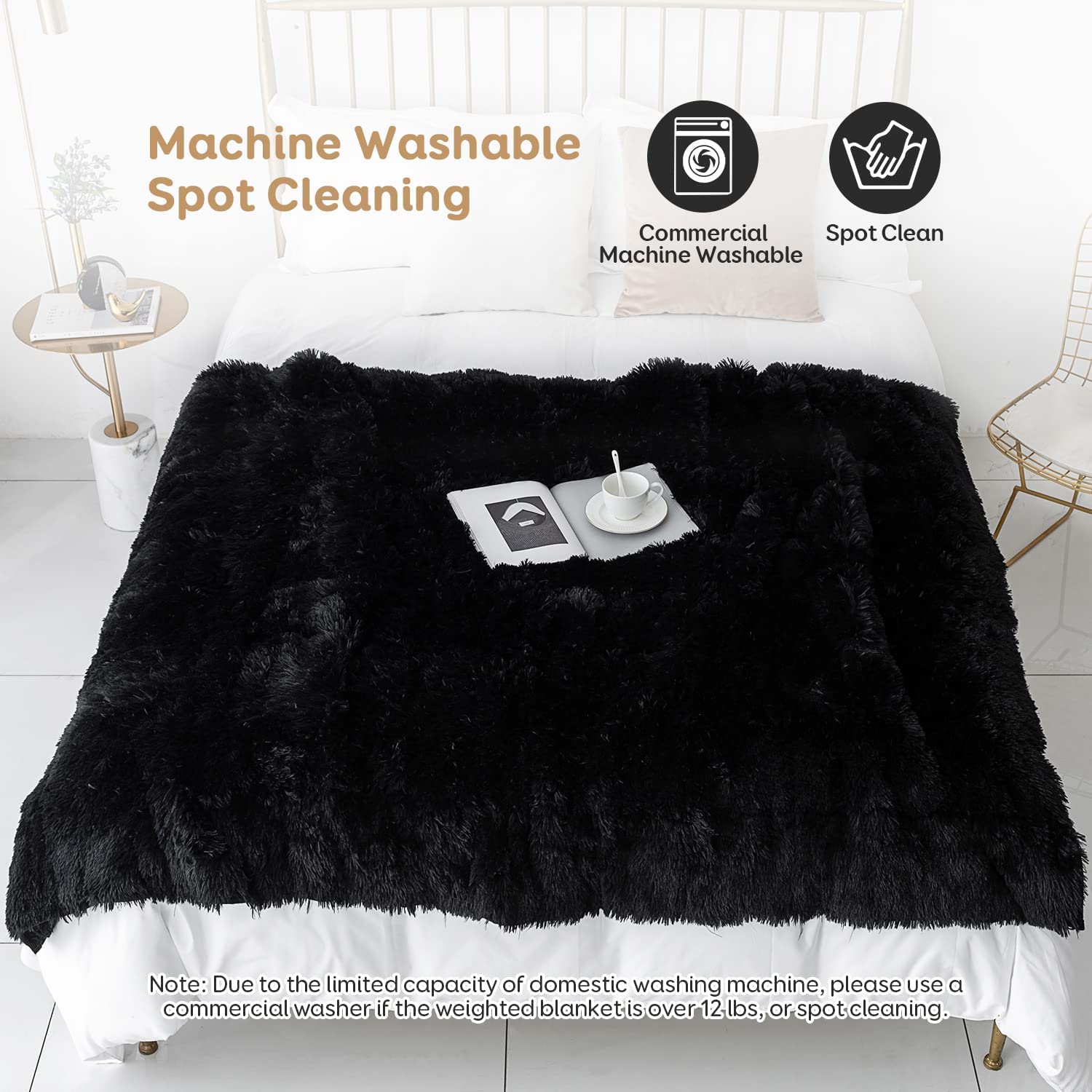 Uttermara Weighted Blanket Queen Size 12/15/20 lbs for Adults , Long Shaggy Faux Fur and Cozy Warm Sherpa Reverse Weighted Blankets for Winter, Thick Heavy Blanket for Sofa Bed, Rainbow-0029