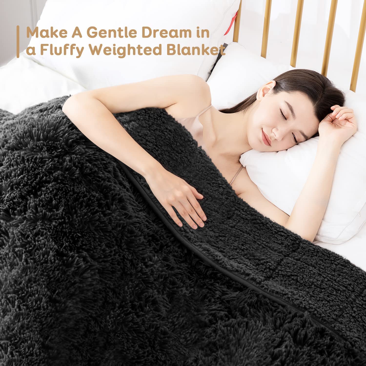Uttermara Weighted Blanket Queen Size 12/15/20 lbs for Adults , Long Shaggy Faux Fur and Cozy Warm Sherpa Reverse Weighted Blankets for Winter, Thick Heavy Blanket for Sofa Bed, Rainbow-0030